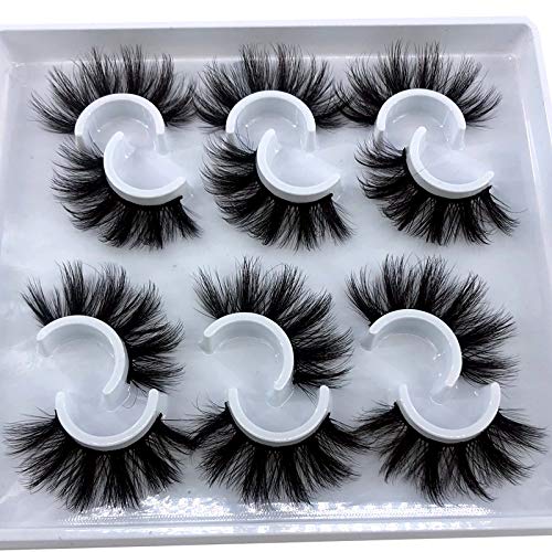 6 Pairs Fluffy False Eyelashes Natural Faux Mink Strip 3D Lashes Pack (MDF-12)