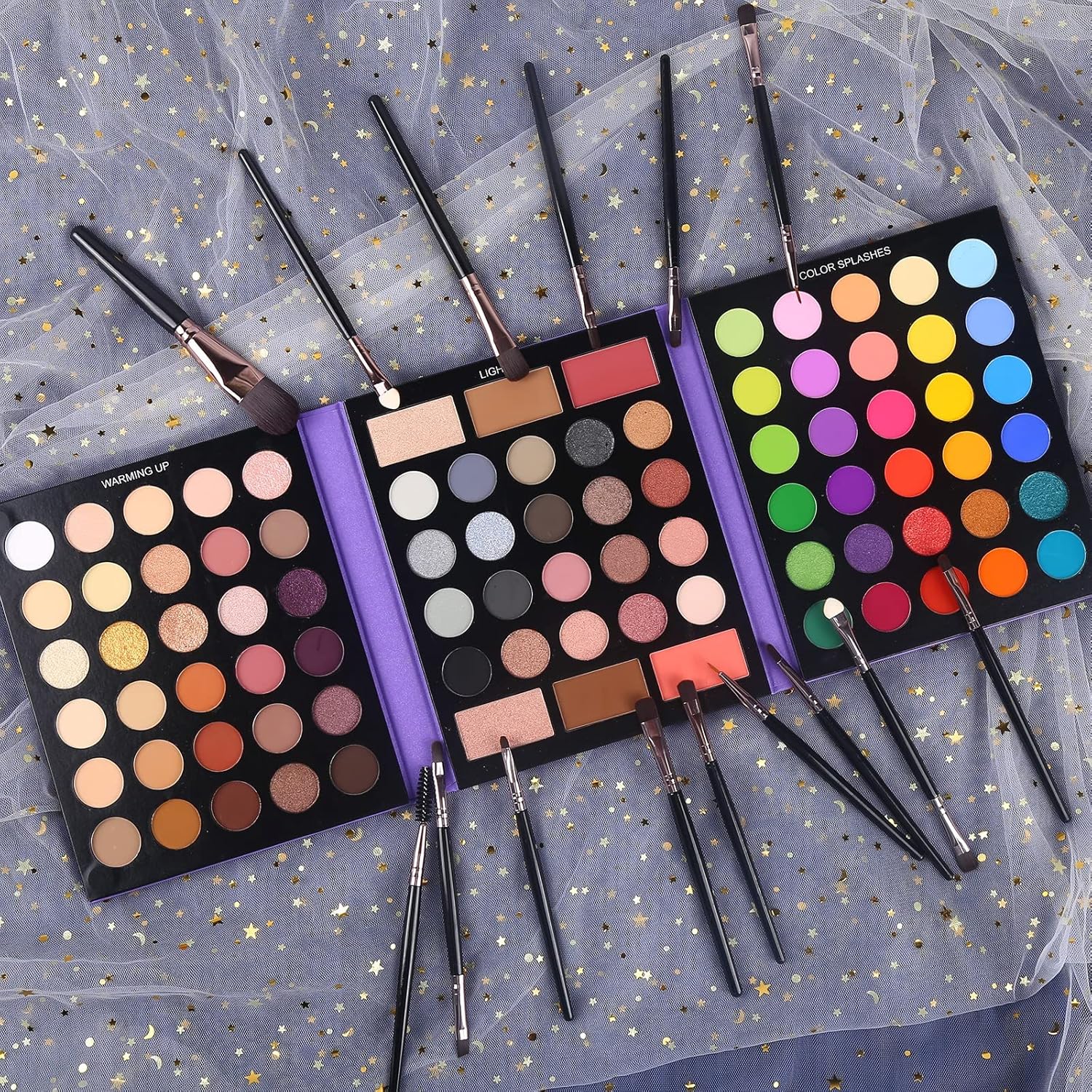 Eyeshadow Palette with 15Pcs Brushes Makeup Set, Pigmented 86 Colors Make Up Sets Valentine's Gift, Matte Shimmer Glitter Eye Shadow Pallet Highlighter Contour Blush Powder Brush Beauty Kit